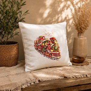 Karácsonyi díszpárnahuzat � Játékmozdony � 40�40 cm - otthon & életmód - lakástextil - párna & párnahuzat - díszpárnahuzat - Meska.hu