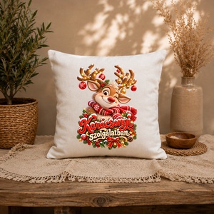 Karácsonyi rénszarvas � ünnepi díszpárnahuzat 40�40 cm - Meska.hu