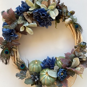 Őszi kopogtató-páva - otthon & életmód - dekoráció - ajtó- és ablak dekoráció - ajtódísz & kopogtató - Meska.hu