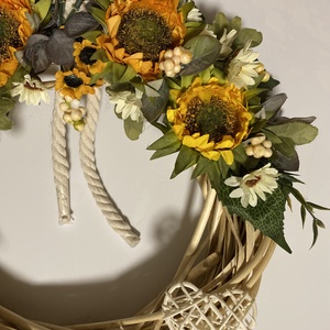 Ajtódísz/kopogtató napraforgó - otthon & életmód - dekoráció - virágdísz és tartó - koszorú - Meska.hu