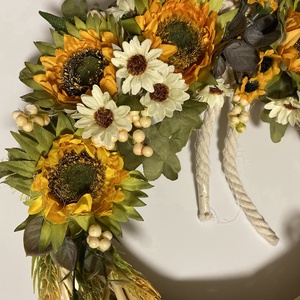 Ajtódísz/kopogtató napraforgó - otthon & életmód - dekoráció - virágdísz és tartó - koszorú - Meska.hu