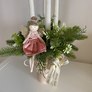 Adventi asztaldísz koszorú 01, Karácsony, Adventi díszek, Adventi koszorú, Virágkötés, MESKA