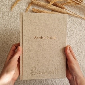 Homok színű natúr babanapló: egyedi vászonborítású baba-mama napló, Baba - mama, Babaemlékek, Babanapló, Könyvkötés, Mindenmás, MESKA