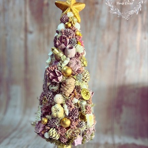 Rózsaszín-arany karácsony - karácsony - adventi díszek - adventi asztaldísz - Meska.hu