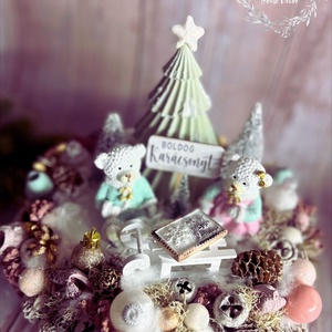 Macis asztaldísz, Karácsony, Adventi díszek, Adventi asztaldísz, Virágkötés, MESKA