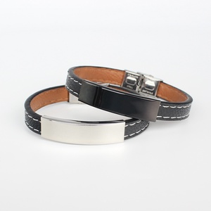 Gravízozható Bőr/acél 1 szíjas varrott, Ékszer, Karkötő, Névre szóló karkötő, Gravírozás, pirográfia, MESKA