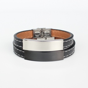 Gravízozható Bőr/acél 1 szíjas varrott - ékszer - karkötő - névre szóló karkötő - Meska.hu