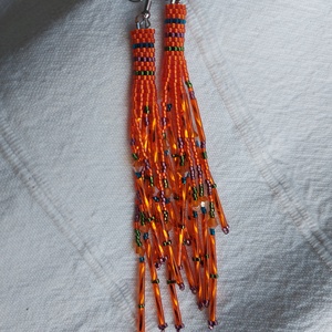 Hosszú-hosszú narancsszínű fülbevaló - Meska.hu