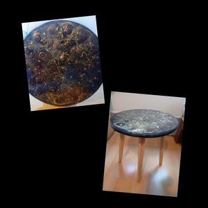 Epoxy asztalka gyöngy berakssal - Meska.hu