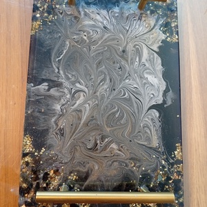 Epoxytlca mrvny hatssal /fekete-fehér, Otthon & Életmód, Konyhafelszerelés, tálalás, Tálalás, Kínálótál, Festett tárgyak, MESKA