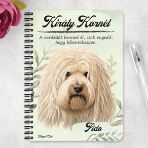 Személyre szabható - Fehér puli portré mintás A6-os füzet - otthon & életmód - papír, írószer - jegyzetfüzet & napló - Meska.hu