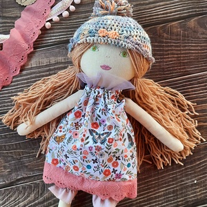 Baba,Textil baba, Játékbaba, fonal hajú Virág baba, Játék & Sport, Baba & babaház, Öltöztethető baba, Baba-és bábkészítés, Varrás, Meska