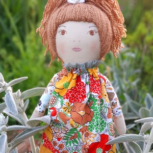 Baba,Textil baba, Játékbaba, fonal hajú Piroska - Meska.hu