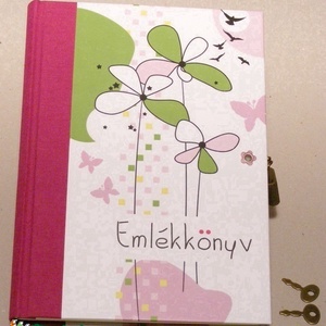 Emlékkönyv lakattal, két kulccsal. Kulcsos könyv, titkos napló, virágos borító, vászon gerinc -  - Meska.hu