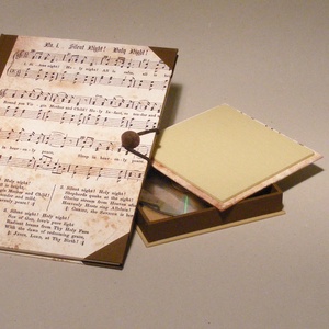 Hangjegyfüzet és cd doboz, szett zenészeknek. Vintage stílusú, kottás borító, barna vászon -  - Meska.hu