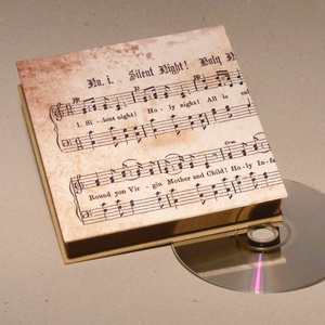Hangjegyfüzet és cd doboz, szett zenészeknek. Vintage stílusú, kottás borító, barna vászon -  - Meska.hu