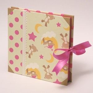 Fotóalbum babáknak, babaalbum, kislány album macikkal, papír és vászon borító, szalaggal - otthon & életmód - papír, írószer - album & fotóalbum - Meska.hu
