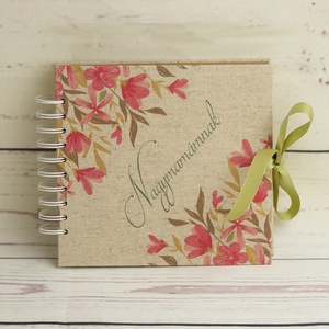 Egyedi felirattal, névvel is kérhető fotóalbum, spirál scrapbook album. Ajándék Anyák napjára. Virágmintás vászon borító - otthon & életmód - papír, írószer - album & fotóalbum - Meska.hu