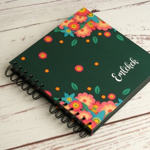 Virágos fotóalbum, spirálozott album, fényképalbum, scrapbook fekete lapokkal. Címe: Emlékek - Meska.hu
