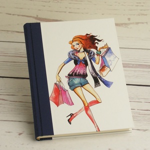 Napló trendi lányoknak, A5 notesz vászon gerinccel, csajos, nőcis, shoppingolós jegyzetfüzet. Névvel, egyedi felirattal - otthon & életmód - papír, írószer - jegyzetfüzet & napló - Meska.hu