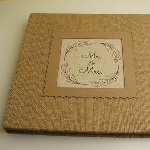 Fotóalbum, zsákvászon album, nagyméretű fényképalbum.  Mr. és Mrs. felirattal vagy az ifjú pár nevével esküvői emlék - Meska.hu