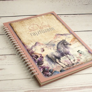 Spirálfüzet unikornisos, fantasy borítóval. Vázlatfüzet, rajzfüzet natúrfehér belső lapokkal, egyedi névvel, felirattal - Meska.hu