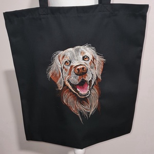 Golden retriever hímzett vászontáska  - táska & tok - bevásárlás & shopper táska - shopper, textiltáska, szatyor - Meska.hu