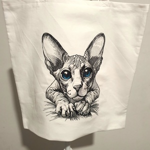 Szfinx hímzett vászontáska  - táska & tok - bevásárlás & shopper táska - shopper, textiltáska, szatyor - Meska.hu
