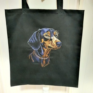 Tacskó hímzett vászontáska  - táska & tok - bevásárlás & shopper táska - shopper, textiltáska, szatyor - Meska.hu