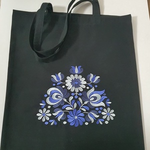 Kék magyar hímzett vászontáska  - Meska.hu