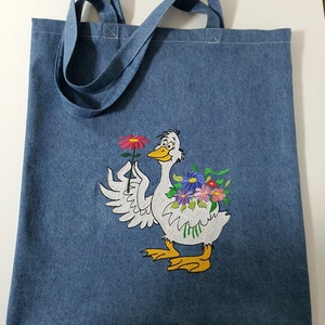 Ludas hímzett vászontáska , Táska & Tok, Bevásárlás & Shopper táska, Shopper, textiltáska, szatyor, Hímzés, Varrás, MESKA
