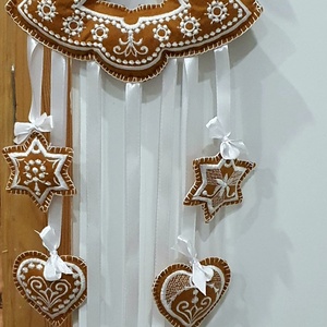 Mézeskalács karácsonyi ajtódísz , Karácsony, Karácsonyi lakásdekoráció, Karácsonyi ajtódíszek, Hímzés, Varrás, MESKA