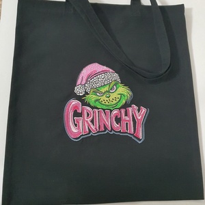 Grinchy hímzett vászontáska  - Meska.hu