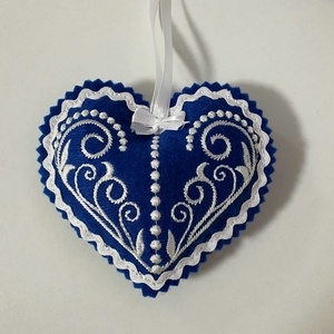 Kékfestő hímzett filc dísz - esküvő - emlék & ajándék - köszönőajándék - Meska.hu