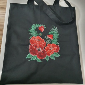 Pipacsos hímzett vászontáska  - Meska.hu