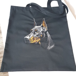 Dobermann hímzett vászontáska  - Meska.hu