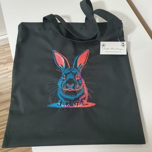 Neon sorozat-nyuszi hímzett vászontáska , Táska & Tok, Bevásárlás & Shopper táska, Shopper, textiltáska, szatyor, Hímzés, Varrás, MESKA