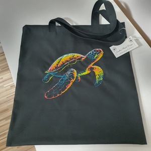 Neon sorozat-teknős hímzett vászontáska , Táska & Tok, Bevásárlás & Shopper táska, Shopper, textiltáska, szatyor, Hímzés, Varrás, MESKA
