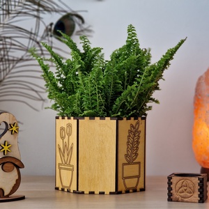 Virág mintás fa kaspó - otthon & életmód - dekoráció - Meska.hu