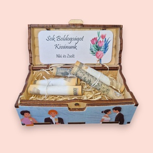 Nászajándék pénzátadó ajándékdoboz fából, Esküvő, Emlék & Ajándék, Nászajándék, Esküvői pénzátadó doboz, Decoupage, transzfer és szalvétatechnika, Famegmunkálás, MESKA