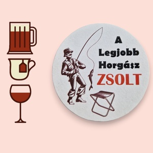 Egyedi poháralátét, legjobb horgász, Otthon & Életmód, Konyhafelszerelés, tálalás, Tálalás, Tányér- és poháralátét, Decoupage, transzfer és szalvétatechnika, Famegmunkálás, MESKA