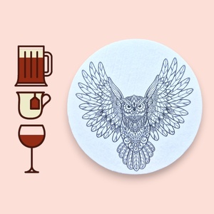 Mandala poháralátét - Bagoly, Otthon & Életmód, Konyhafelszerelés, tálalás, Tálalás, Tányér- és poháralátét, Decoupage, transzfer és szalvétatechnika, Famegmunkálás, MESKA