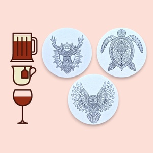 3 db-os Mandala poháralátét szett, Otthon & Életmód, Konyhafelszerelés, tálalás, Tálalás, Tányér- és poháralátét, Decoupage, transzfer és szalvétatechnika, Famegmunkálás, MESKA