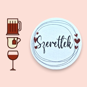 Fa poháralátét, szeretlek, Otthon & Életmód, Konyhafelszerelés, tálalás, Tálalás, Tányér- és poháralátét, Decoupage, transzfer és szalvétatechnika, Famegmunkálás, MESKA