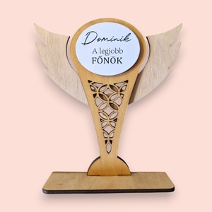 Legjobb főnök díj egyedi névvel, Otthon & Életmód, Dekoráció, Asztal és polc dekoráció, Asztaldísz, Decoupage, transzfer és szalvétatechnika, Gravírozás, pirográfia, MESKA