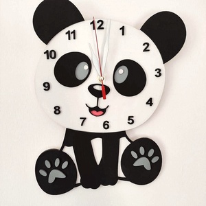 Panda maci falióra, Otthon & Életmód, Dekoráció, Fali és függő dekoráció, Falióra & óra, Famegmunkálás, Festészet, MESKA