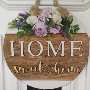 Lila HOME sweethome, Otthon & Életmód, Dekoráció, Ajtó- és ablak dekoráció, Ajtódísz & Kopogtató, Famegmunkálás, Festett tárgyak, MESKA