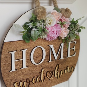 Rózsaszín HOME sweethome - otthon & életmód - dekoráció - ajtó- és ablak dekoráció - ajtódísz & kopogtató - Meska.hu
