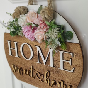 Rózsaszín HOME sweethome - otthon & életmód - dekoráció - ajtó- és ablak dekoráció - ajtódísz & kopogtató - Meska.hu