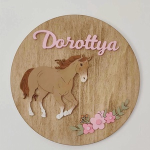 Lovas névtábla , Otthon & Életmód, Babaszoba, gyerekszoba, Gyerek névtábla, Famegmunkálás, Festett tárgyak, MESKA